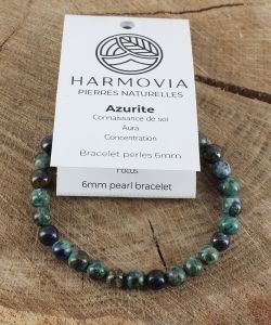 Bracelet Azurite 'AAA' perles 6mm, 1 part